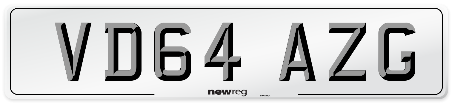 VD64 AZG Number Plate from New Reg